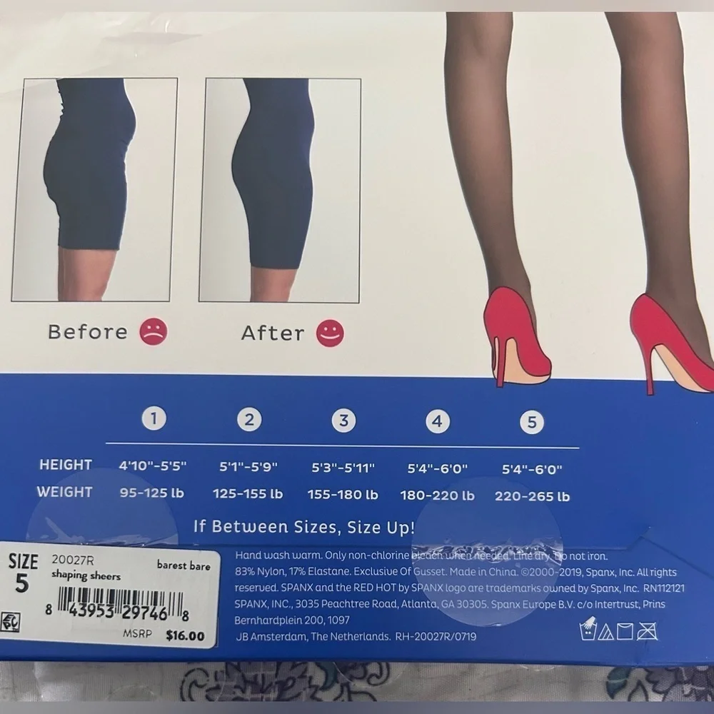 Red Hot Spanx Shaping Sheers Size 5 barest bare NIP
